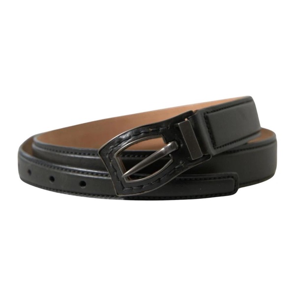 Black Leather Metal Buckle Belt