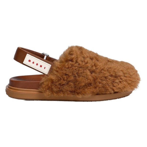 Shearling Sabots with Adjustable Strap