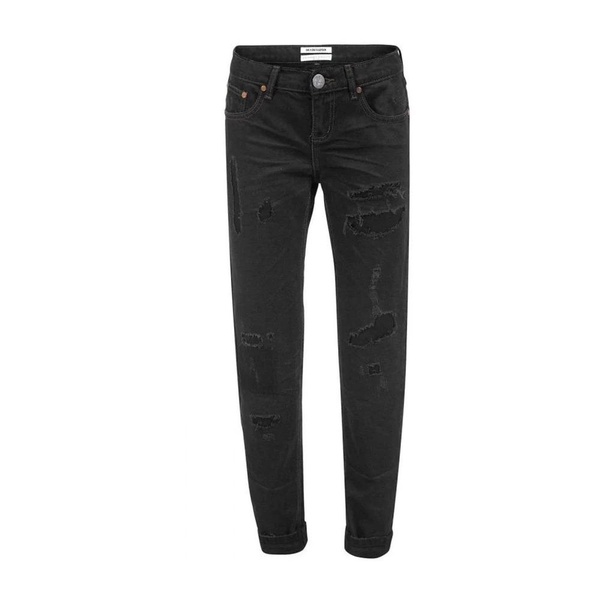 Black Distressed Cotton Jeans