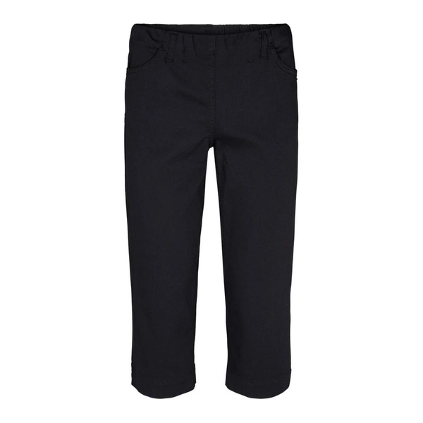 Simple Black Capri Trousers with Elastic Waist