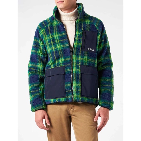 Sherpa Fleece Jacket Green/Blue