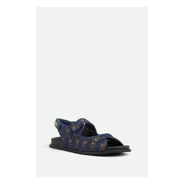 Blue Logo Sandal Open Toe Embroidered