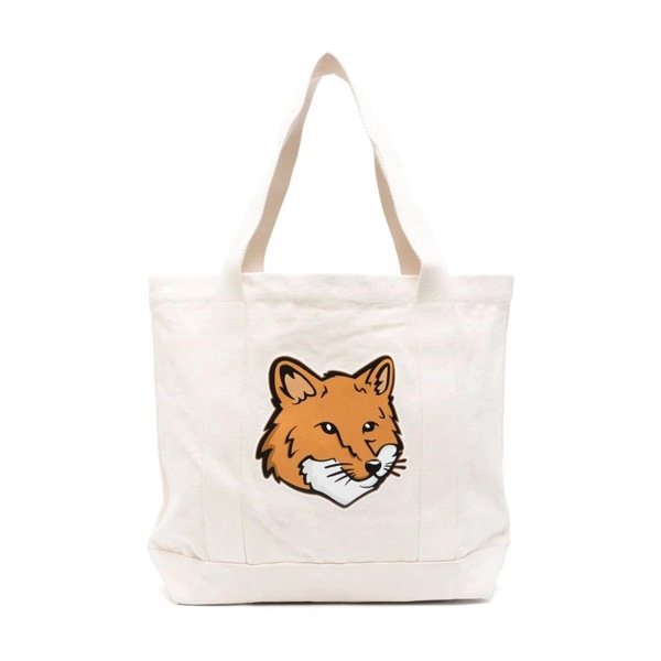 Fox Head-Print Cotton Tote Bag