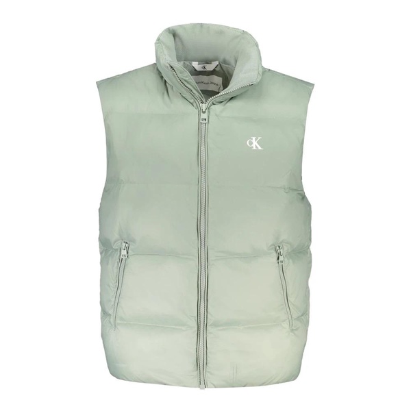 Green Sleeveless Jacket with Pockets and Zip