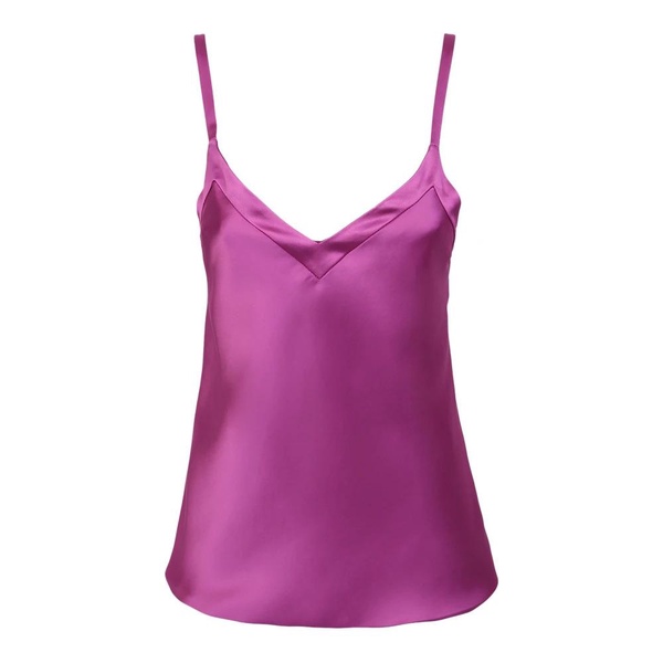 Purple Satin V-Neck Top SS23