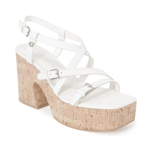 Block Heel Platform Sandals, Beige