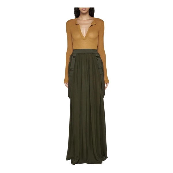 Green Silk Long Skirt