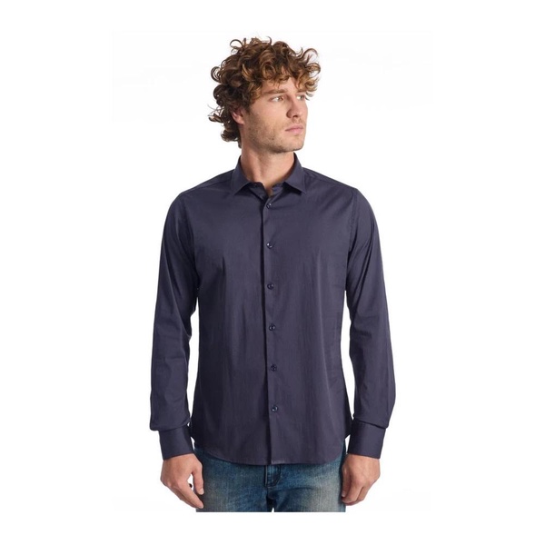 Blue Cotton Slim Fit Shirt