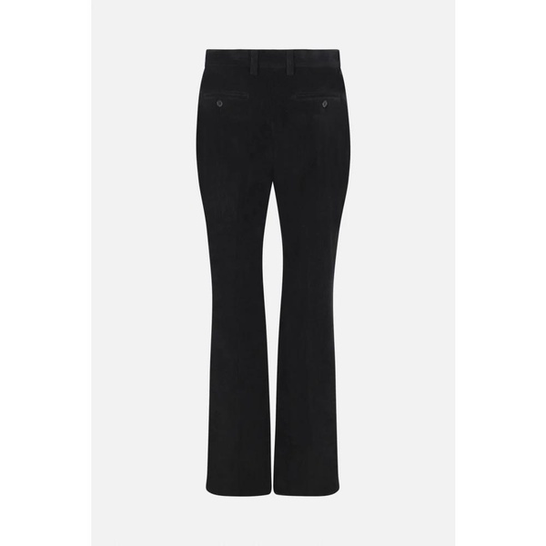 Black Straight Leg Velvet Trousers