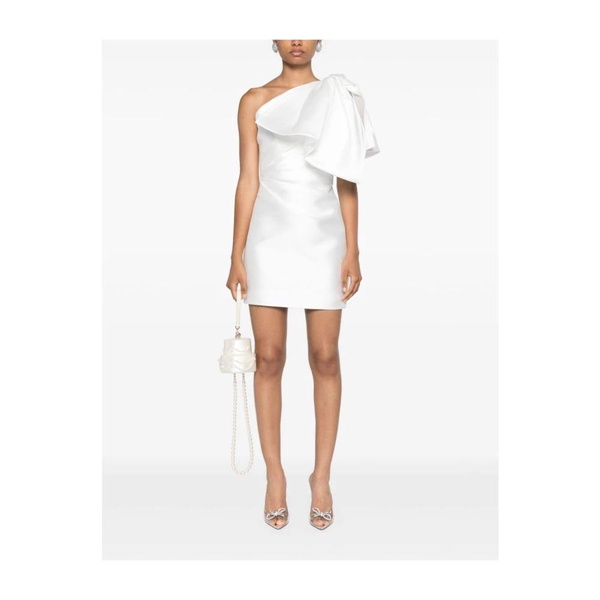 White One-Shoulder Dress with Oversize Bow