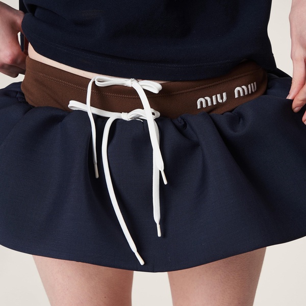 logo-appliqué wool miniskirt