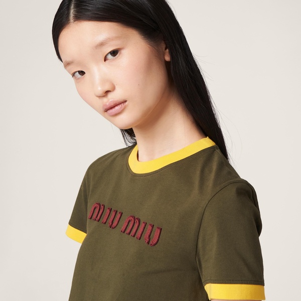 logo-embroidered cropped T-shirt