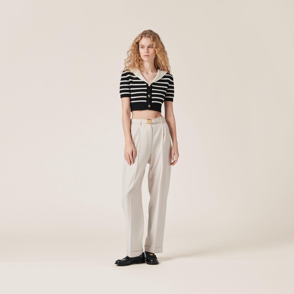 Batavia Belted High-Waist Wool Pants