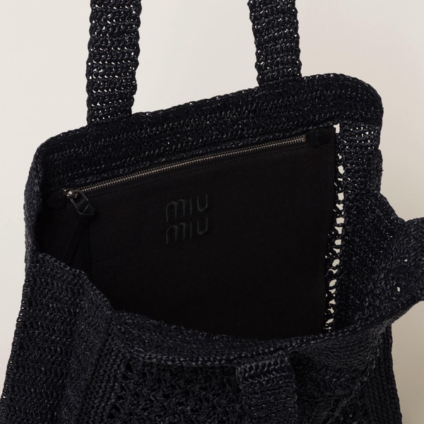 logo-embroidered interwoven tote bag