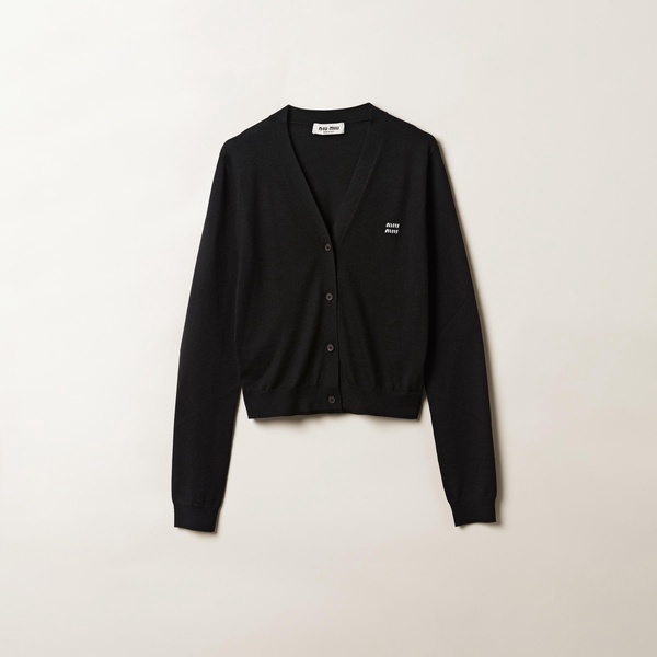 logo-embroidered cashmere cardigan