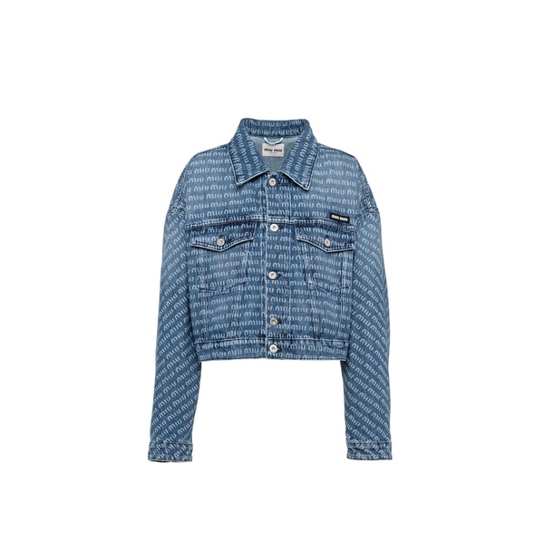 logo-print denim jacket