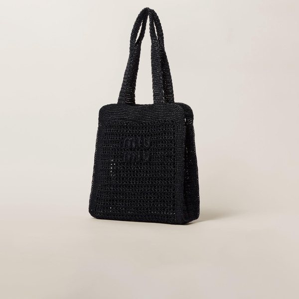 logo-embroidered interwoven tote bag