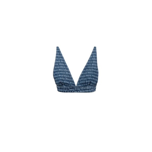 logo-print denim top