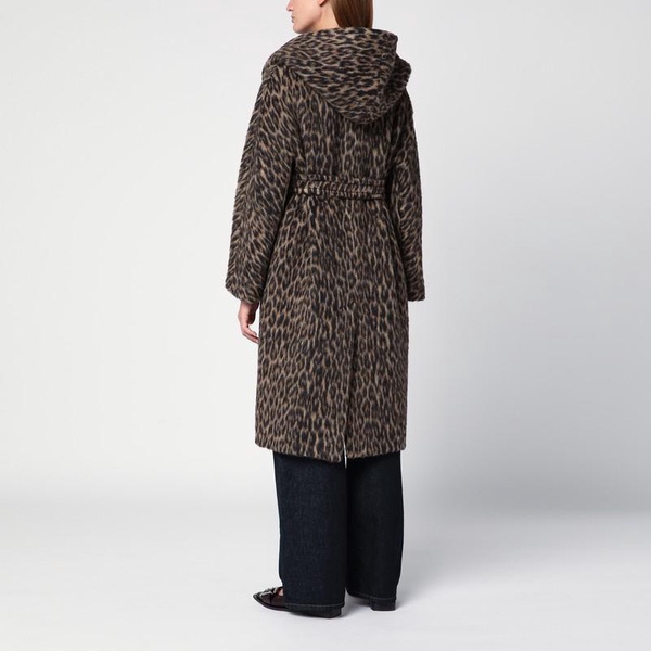 Tagliatore Wool Blend Leopard Print Dressing Gown Coat Women