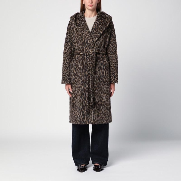 Tagliatore Wool Blend Leopard Print Dressing Gown Coat Women