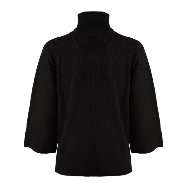 Anneclaire Black Virgin Wool Cashmere Blend Turtleneck Sweater