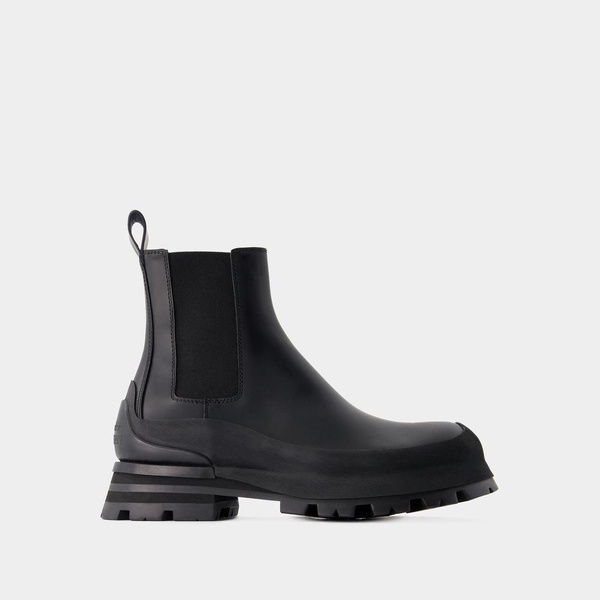 ALEXANDER MCQUEEN Men's Leather Chelsea Ankle Boots - Black