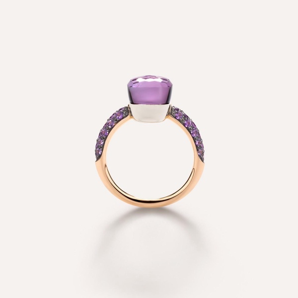 Mixed Gold, Amethyst and Jade Nudo Petit Ring