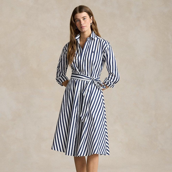 long-sleeve striped shirt dress