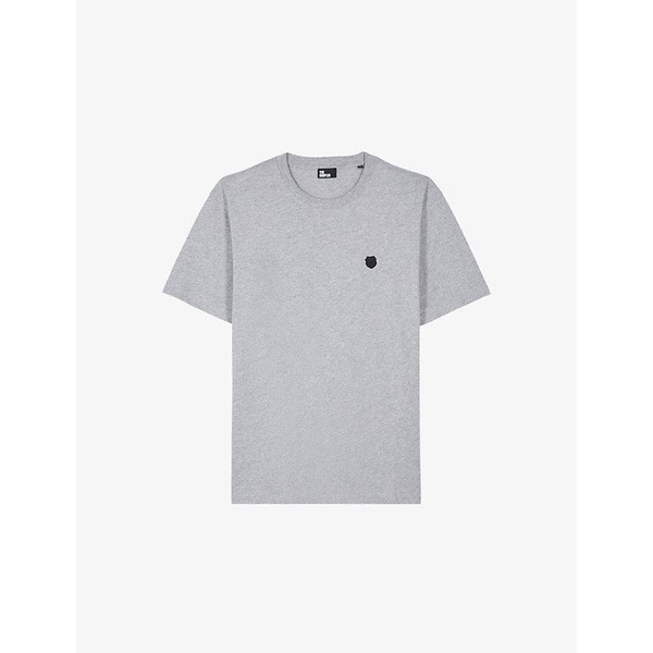 Blazon-patch marl-pattern cotton-jersey T-shirt