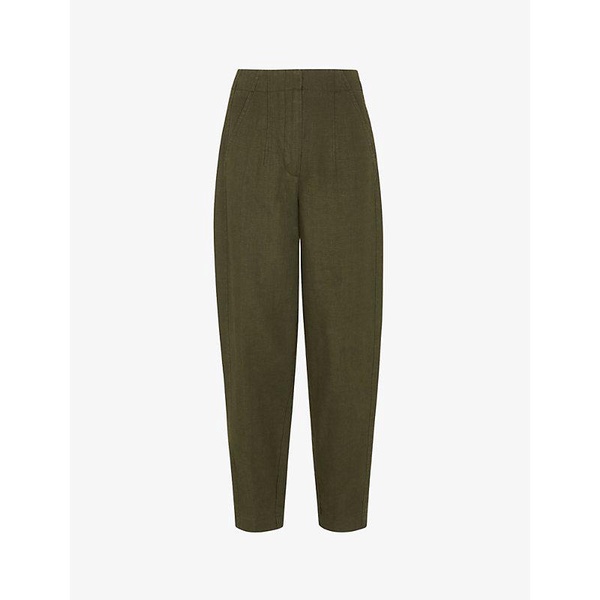 Barrel-leg loose-fit linen trousers