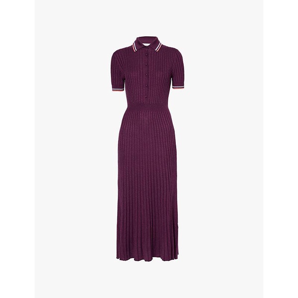 Eyot striped-trim silk and cashmere midi dress