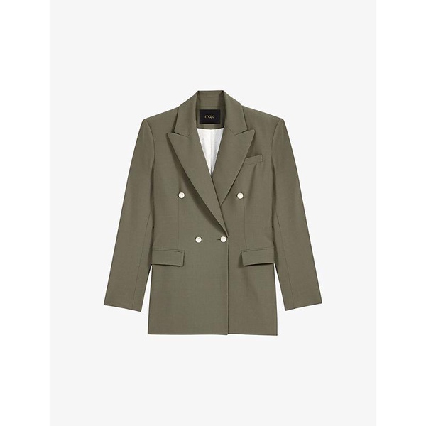 Peak-lapel slim-fit double-breasted stretch-woven blazer