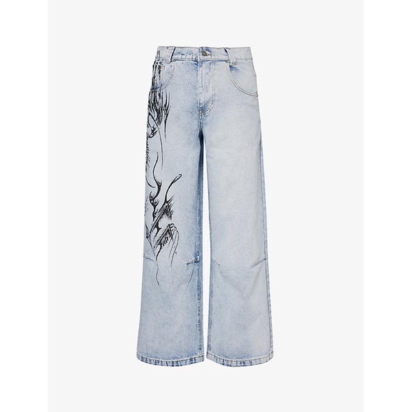 Colossus faded-wash mid-rise wide-leg denim-blend jeans