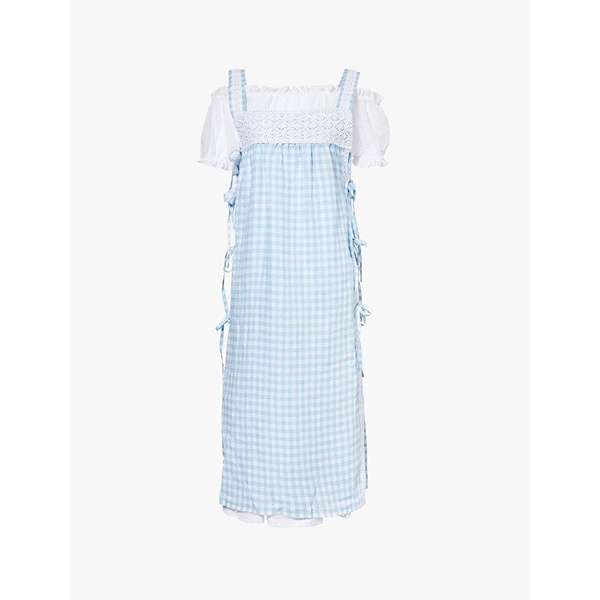 Greta gingham-pattern linen midi dress