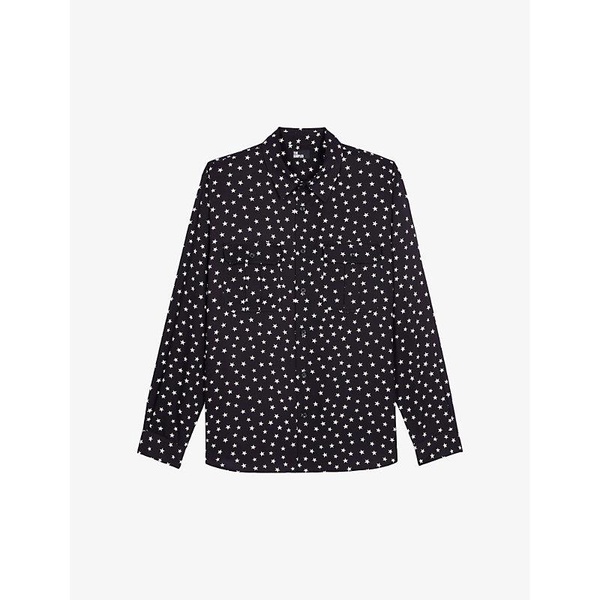 Star-print regular-fit long-sleeve woven shirt