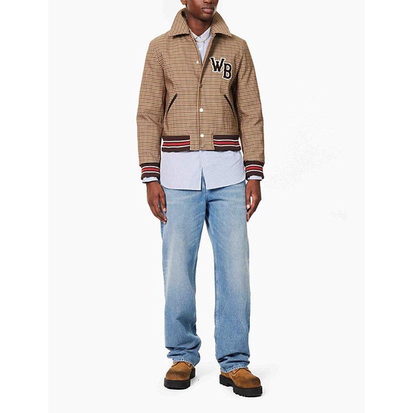 Homecoming check-pattern cotton-blend varsity jacket