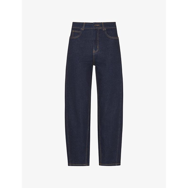 Barrel-leg high-rise stretch-denim jeans