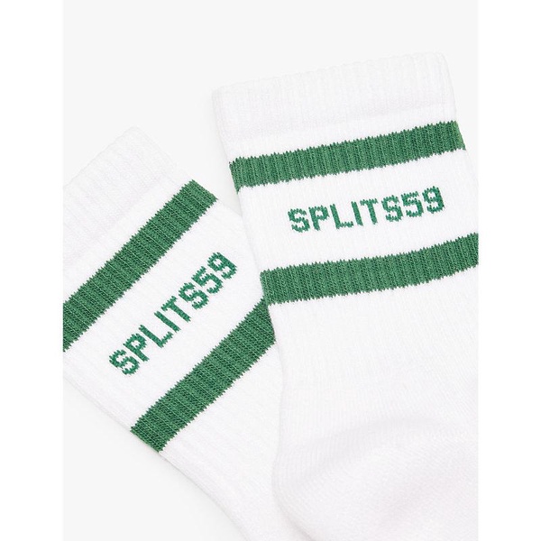 Branded-print striped stretch-organic-cotton blend socks