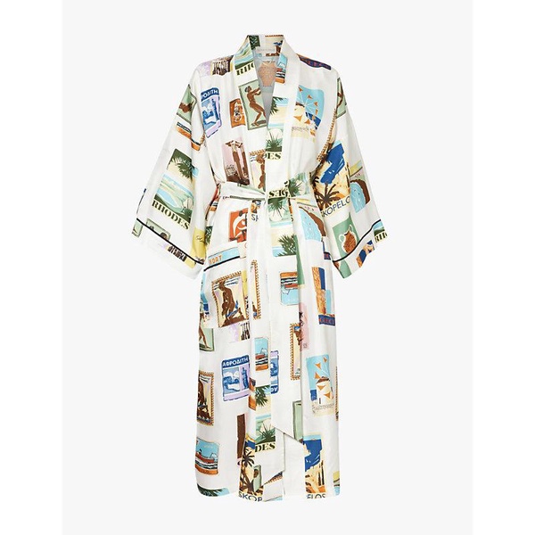 Sabine graphic-print silk-twill robe