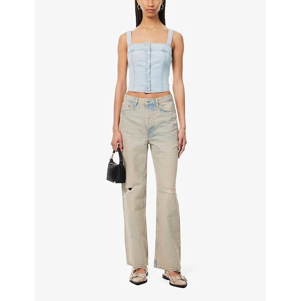 Drea square-neck slim-fit denim top