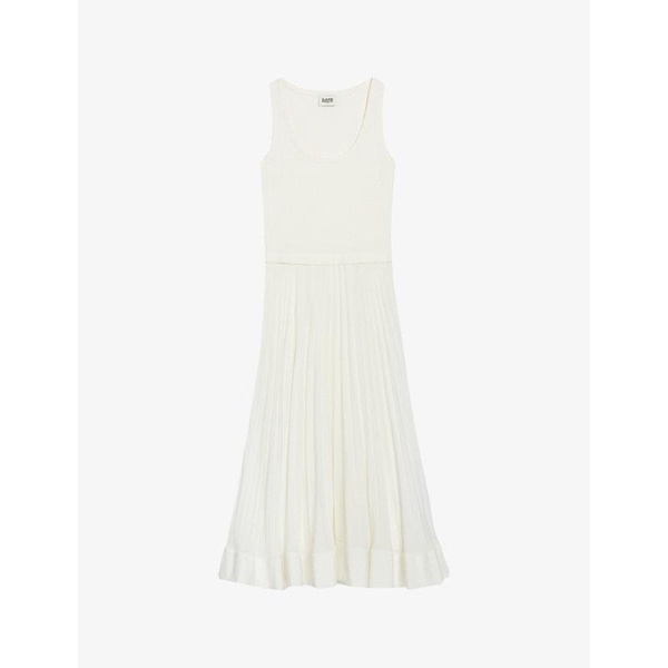 Scoop-neck pleated stretch-cotton maxi dress