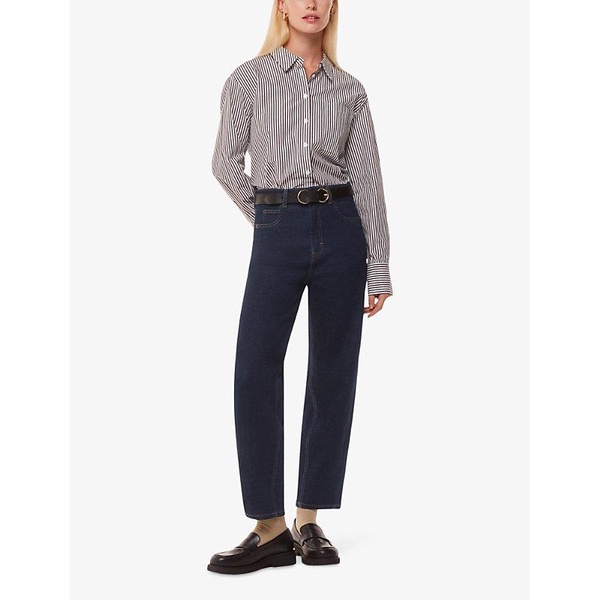 Barrel-leg high-rise stretch-denim jeans