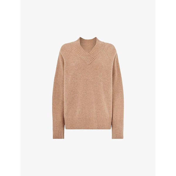 V-neck long-sleeve wool jumper