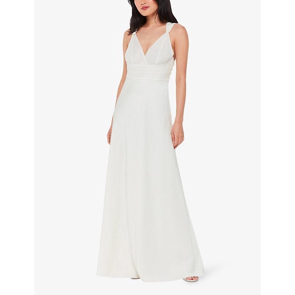 Nicole V-neck silk-blend maxi wedding dress