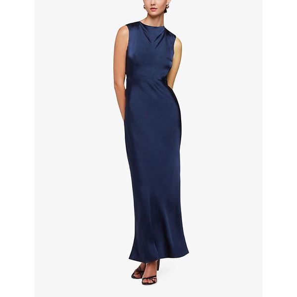 Cowl-neck tie-back satin maxi dress