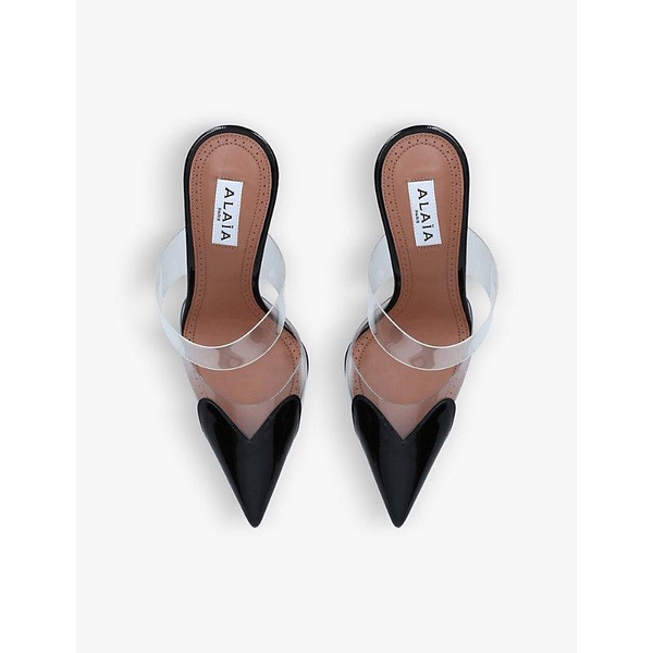 Heart 90 point-toe patent-leather mules