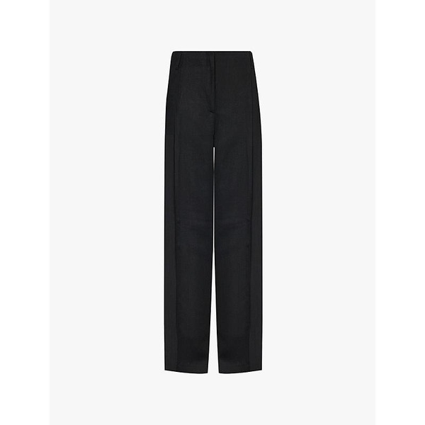 Wide-leg high-rise wool-blend trousers