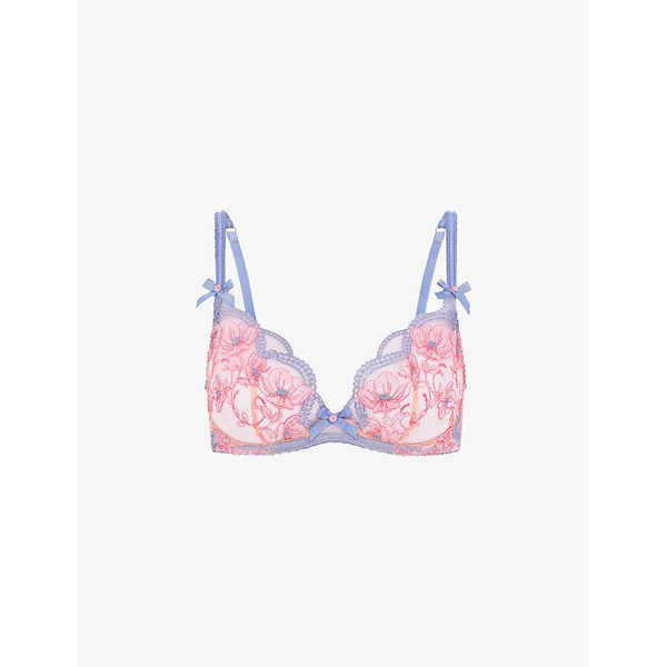 Winnette floral-lace underwired woven plunge bra