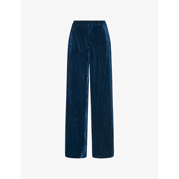 Crushed velvet-texture wide-leg high-rise recycled-polyester trousers