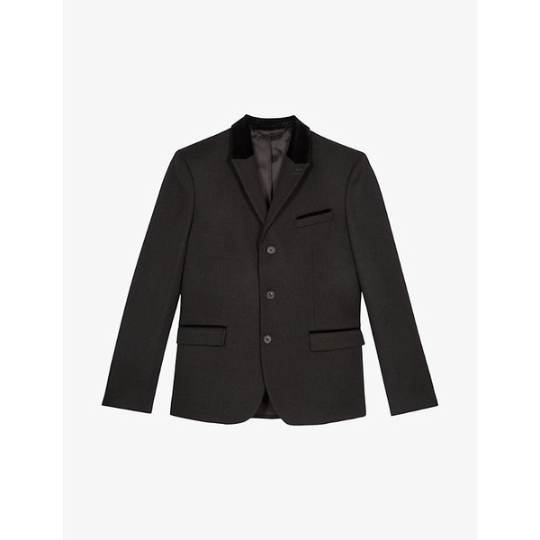 Velvet-trim slim-fit wool blazer